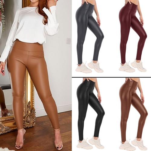 Women faux leather - faux, leggings